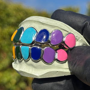 Rainbow Enamel Solid Deep Cut Grillz