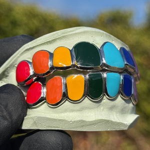 Rainbow Enamel Solid Deep Cut Grillz