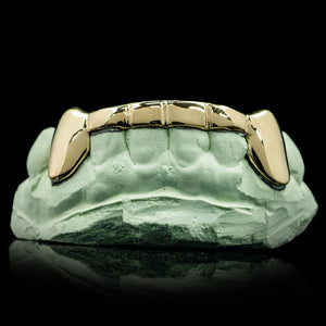 Solid Gold 6 Teeth with Connecting Bridge Grillz Bar