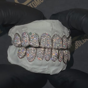 Solid Gold Natural Diamond Zigzag Setting Grillz