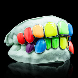 Rainbow Enamel Solid Deep Cut Grillz