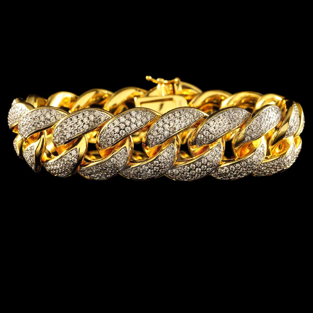 18mm Cuban Link Bracelet in Yellow Gold - Custom Gold Grillz