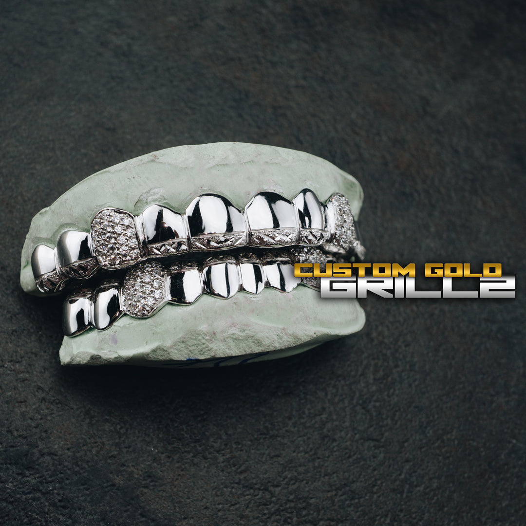 20pc diamond cut with diamond dust in white gold 🔥🔥 #customgoldgrillz, By Custom Gold Grillz