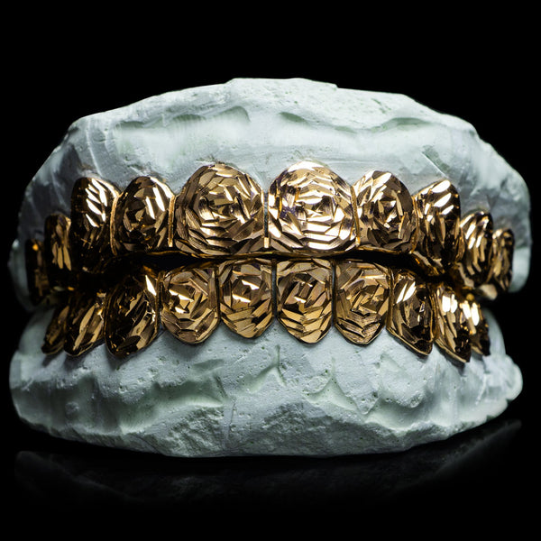 Rose gold grillz 2025 diamond cut